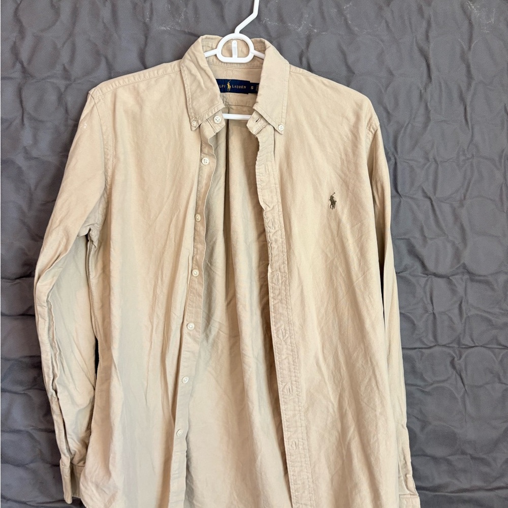 Ralph Lauren Beige Long-Sleeve Button-Down Shirt